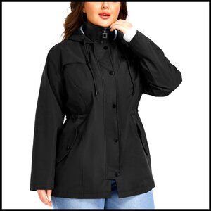 Plus Size Waterproof Rain Jacket with Hood Lightweight Windbreaker Outdoor